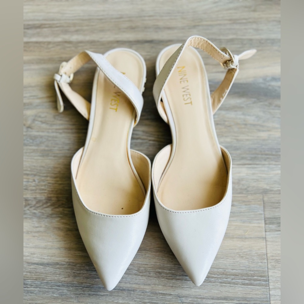 Nine West Women's Cream Slingback Flats